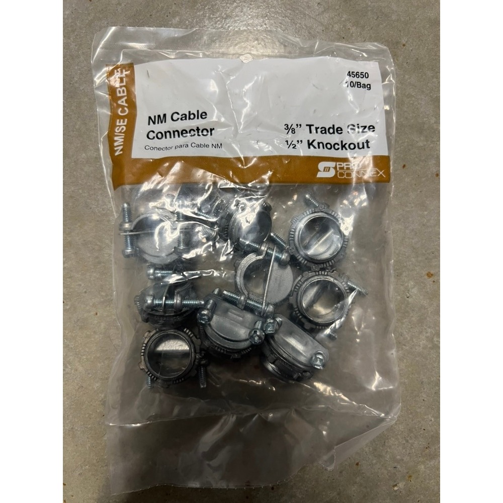 NM Cable Connectors - 3/8" Trade Size - 1/2" Knockout - ProConnex Sigma Electric